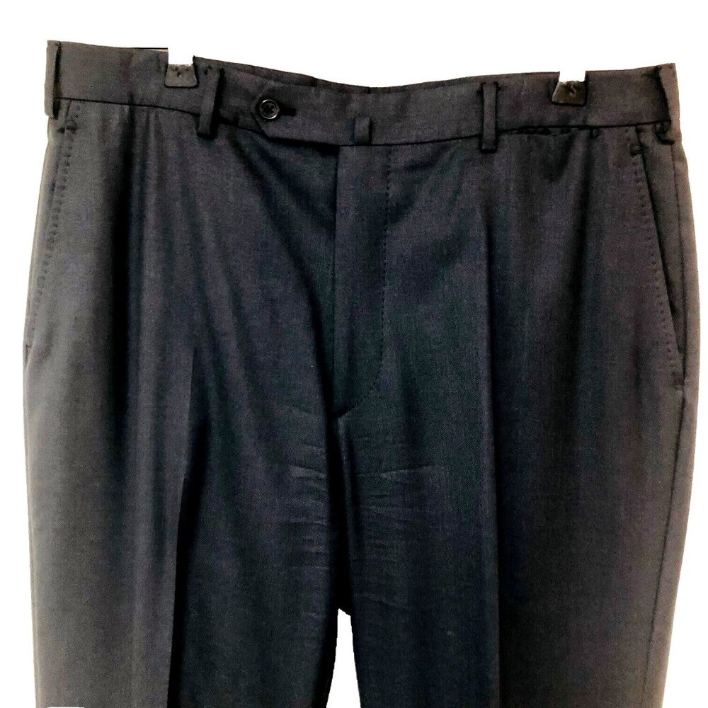 TRILLION Dark Gray Wool Dress Pants Men 34 x 28.5 Cuffs Flat Front Made In Italy - Picture 3 of 7
